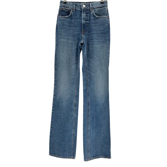 Grlfrnd 'Melanie' Blue Cotton High Rise Boot Cut Denim Jean Size 26 - Picture 2 of 4